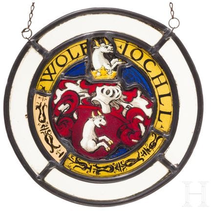 Vetrata tedesca con piombo “Wolf Jochell”, XVII se