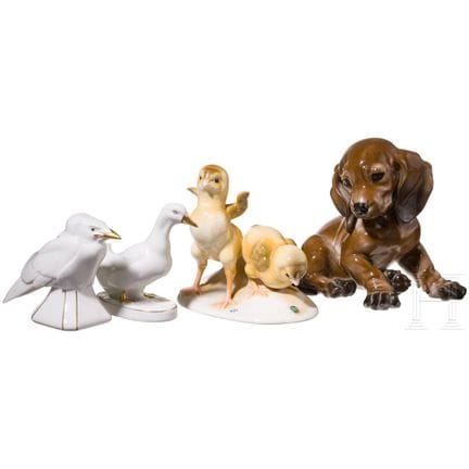 Cuatro figuras de porcelana: Rosenthal, Hutschenre