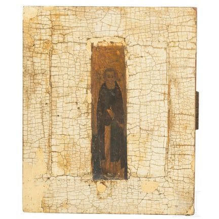 Une petite icône russe représentant un moine saint