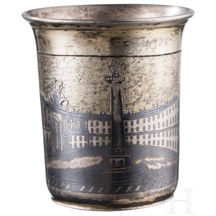 Niello-Wodkabecher, Russland, Moskau, 1843  
Silbe