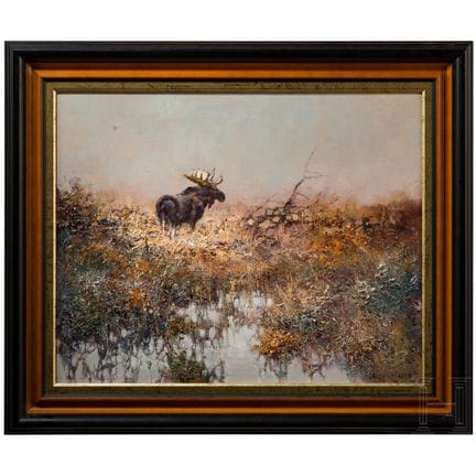 « Moose in a Moorland Landscape », Klaus Maier (As