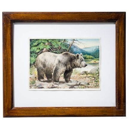 « Brown Bear », signé « Hugo Hartmann », aquarelle