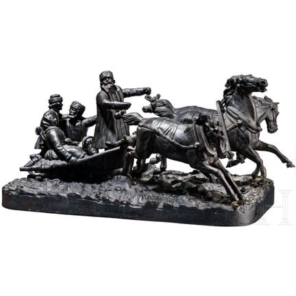 Grand groupe sculptural représentant une troïka, s