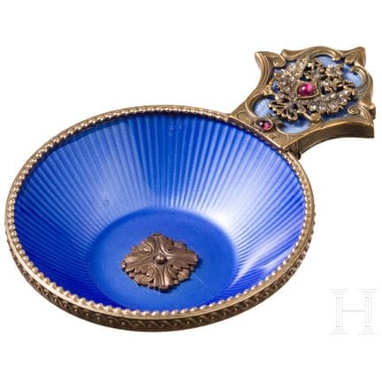 Dégustateur de vin (charka) en argent doré et émai