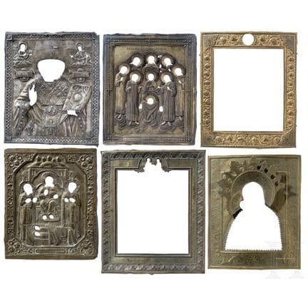 Six oklades d'icônes (dont deux en argent), XIXe s