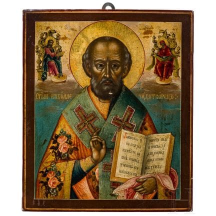 Icône finement peinte représentant saint Nicolas d