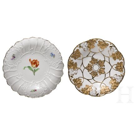 Dos platos de porcelana, Meissen, anteriores a 192