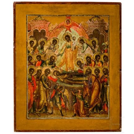 Icône représentant la Dormition de la Mère de Dieu