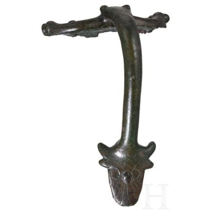 Une poignée romaine en bronze provenant d'une cruc