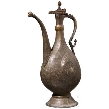 A large Bukhara bronze ewer, 19th century  
Teardr