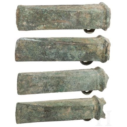Four Breton bronze axes of the Dahouet type, from 