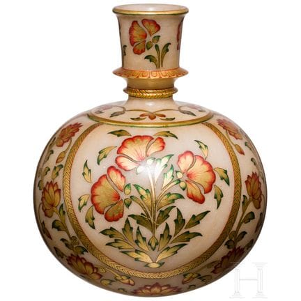 An Indian alabaster hookah base, ca. 1900  
Two-pi