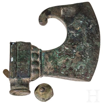 Monumental, pseudo-ritual bronze axe, resembling a