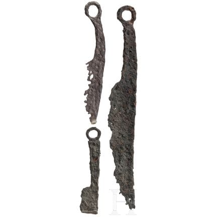 Three Celtic iron knives, 2nd–1st century B.C.  
F