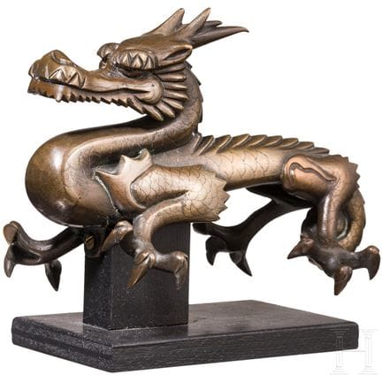 A Small Japanese Bronze Statuette of a Dragon, Edo