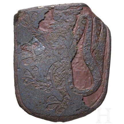 A German enameled tournament pendant with lion, 14