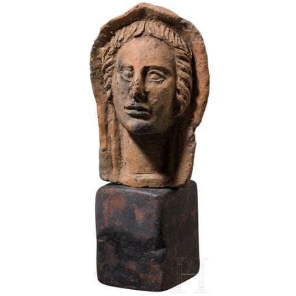 Tête votive en terre cuite, étrusque, IIIe–IIe siè