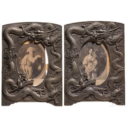 A pair of photo frames featuring dragons, China, 2