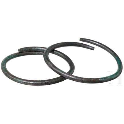 Two Hallstatt-period bronze bracelets with fine ri