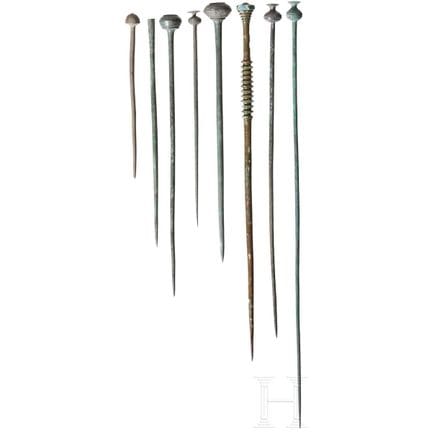 Eight Late Bronze Age pins, 12th–10th centuries B.