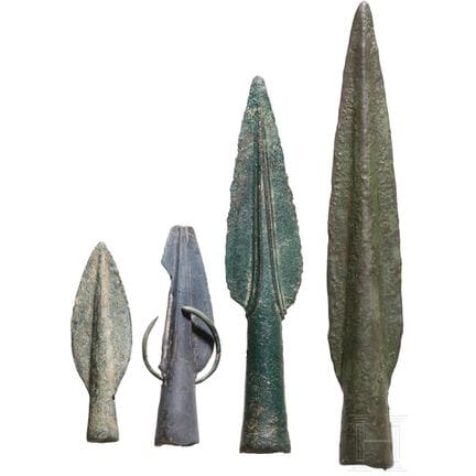 Four Bronze Age spearheads, 12th–9th centuries B.C