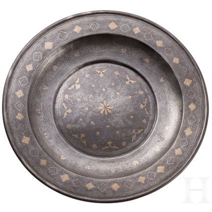A damascened Indian serving plate, Lahore, 19th ce