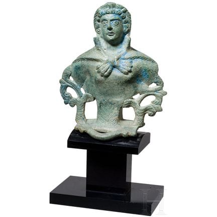 Ornement de char romain, buste d'Hercule, bronze, 