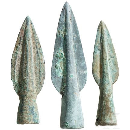 Three small spearheads, Late Bronze Age, 10th–9th 
