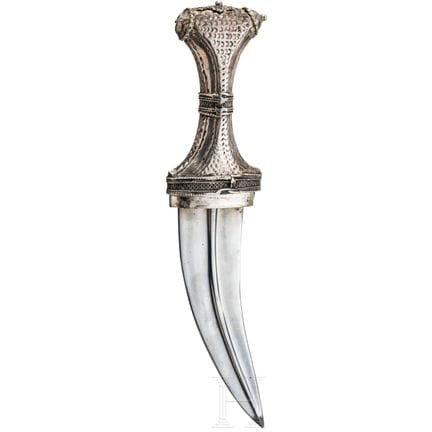 A silver mounted Mecca jambiya with belt, mid 20th