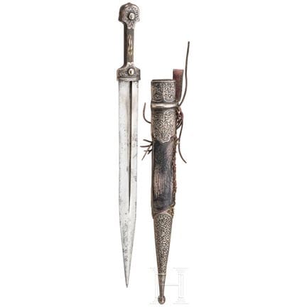 A Caucasian silver mounted kinzal, late 19th centu