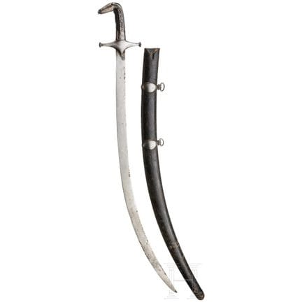 Uno shamshir siriano/persiano con lama in damasco 
