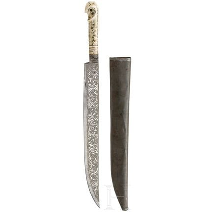 Couteau damasquiné en argent, Balkans, XIXe siècle