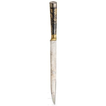 Espada otomana con damasco dorado, fechada en 1762