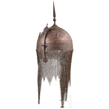 A Persian gold-damascened Kulah Kud, 19th century 