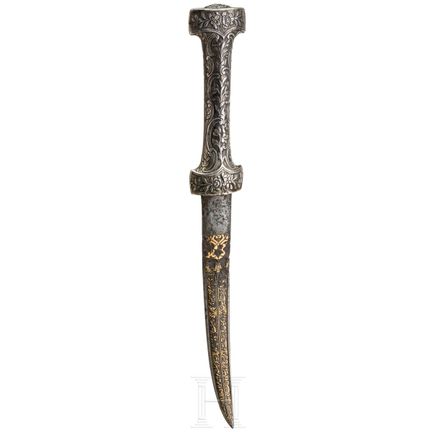 An Ottoman silver-mounted Khanjar with gold damasc