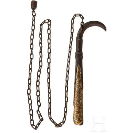 Un kusarigama giapponese, tardo periodo Edo/Meiji 