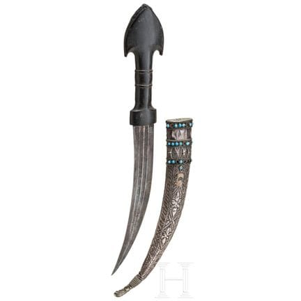 Una jambiya irachena con montature in argento, 190