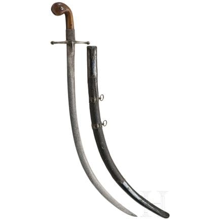 Una shamshir otomana con hoja de wootz, hacia 1800