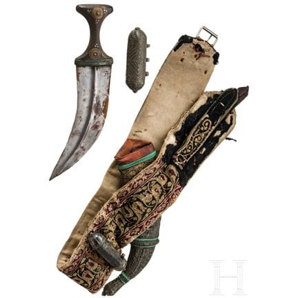 A silver-mounted jambiya with belt, Arab Peninsula