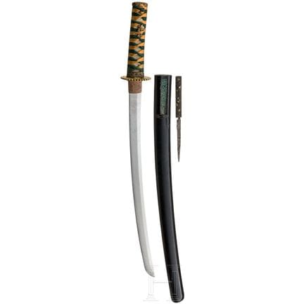 Un wakizashi giapponese, tardo periodo Edo  
Lama 