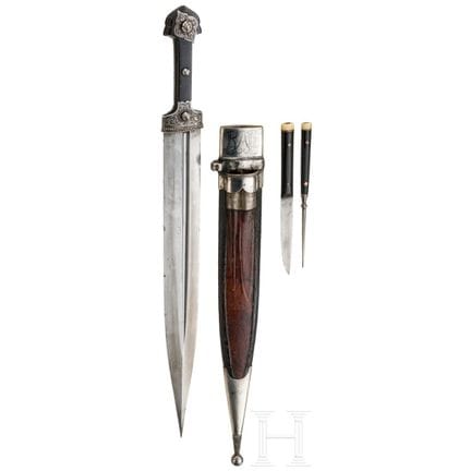 A North Caucasian silver mounted and nielloed kinz
