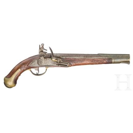 An oriental-style flintlock pistol in the style of