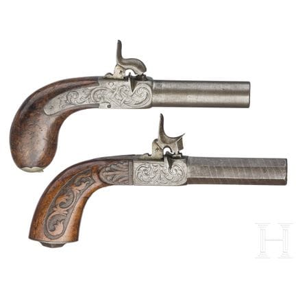 Two probably Belgian percussion pocked pistols, ci