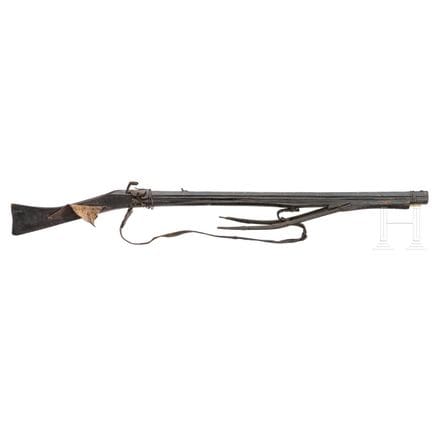 An Afghan matchlock rifle with a fork, 19th centur