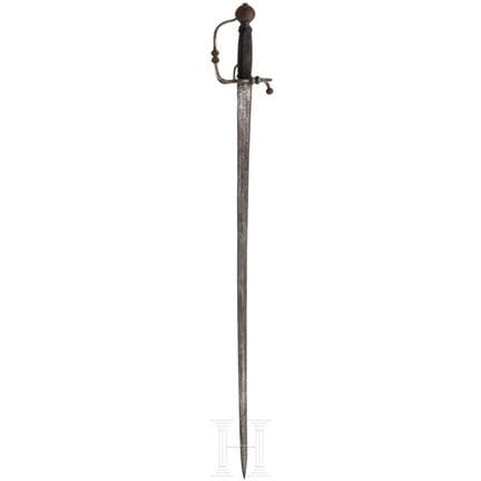Une épée de campagne allemande, vers 1650  
Lame à