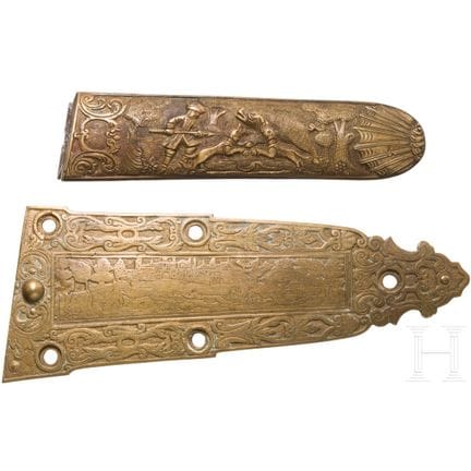 Deux garnitures de fusil allemandes en laiton, pre