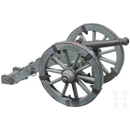 A Flemish breech-loading model cannon with carriag