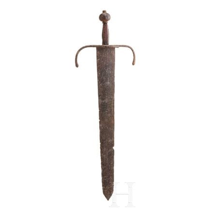 Une épée saxonne, circa 1600  
Large lame à double