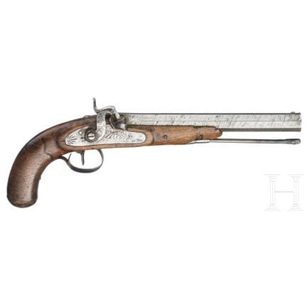 A percussion pistol, Liége, circa 1840  
Achtkanti
