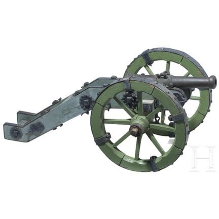 A German bronze model cannon with carriage, late 1